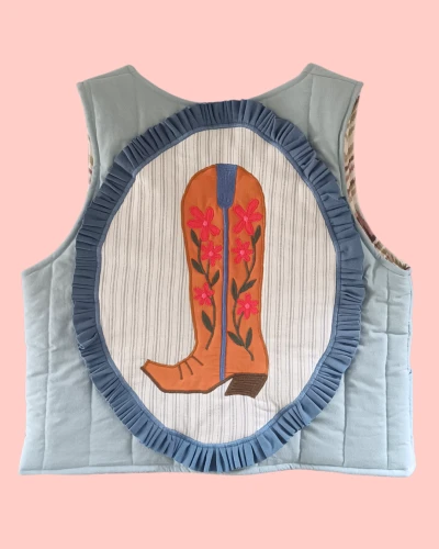 Kamizelka na suwak z autorskim wzorem kowbojki - roz. L