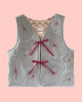 Quilted vest - burgundy & blue medusas - size S