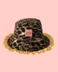 Dorosły bucket hat we wzór skóry węża z żółtą falbanką