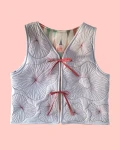 Quilted vest - burgundy & blue medusas - size M