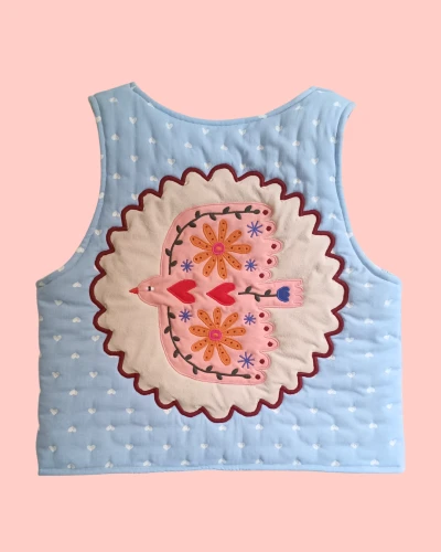 Quilted vest - bird - size M