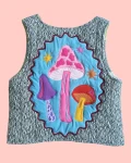 Quilted vest - magic mushrooms- size S