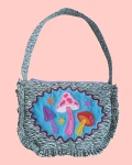 Quilted zipper bag - magic mushrooms 